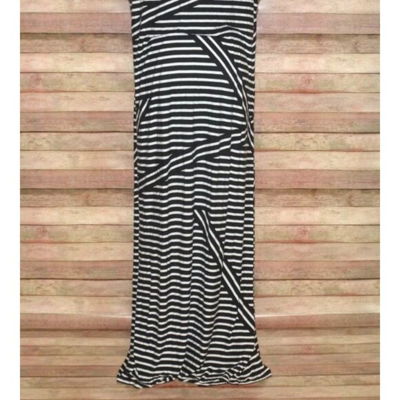 Cool Calvin Klein Ladies Black Striped Sleeveless Long Maxi Dress Size L 16-18 - Picture 6 of 9